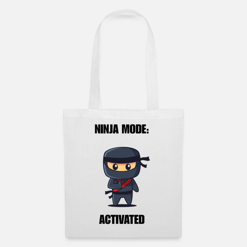 Ninja Mode Activated Shirt – Lustiger Ninja Spruch - Stoffbeutel - Weiß
