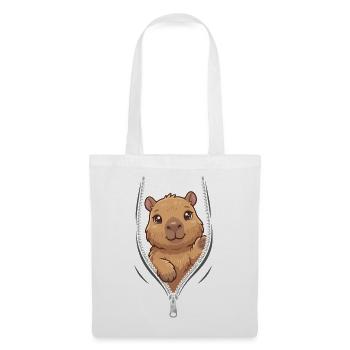 Cuddly bear in the zipper - Tote Bag - white - Front