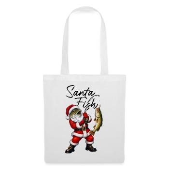 Santa Fish angeln Weihnachtsmann mit Fischkopf ang - Stoffbeutel - Weiß - Vorne