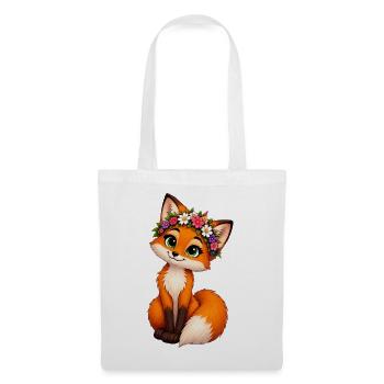 Fuchs mit Blumenkranz - Stoffbeutel - Weiß - Vorne