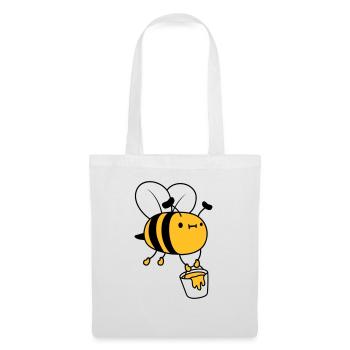 Abeille seau à miel - Sac en tissu - blanc - Devant