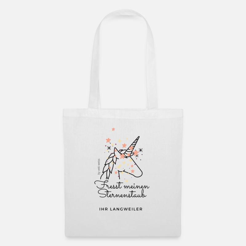 Einhorn, Stofftasche, -beutel T-Shirt mit Spruch. - Stoffbeutel - Weiß
