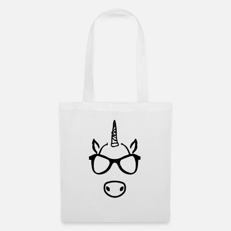 Einhorn mit Brille Geschenkidee - Stoffbeutel - Weiß
