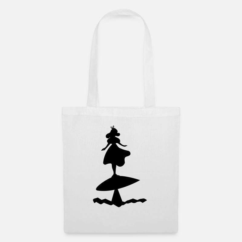 Alice-Silhouette im Wunderland - Stoffbeutel - Weiß