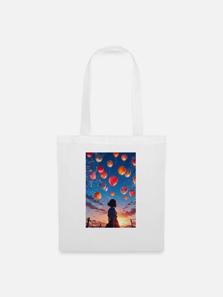 Mädchen mit Ballons - Stoffbeutel - Weiß