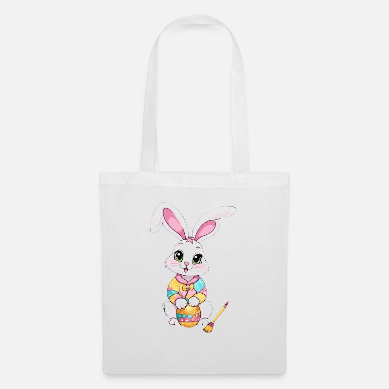 Osterhase mit Ostereiern - Stoffbeutel - Weiß
