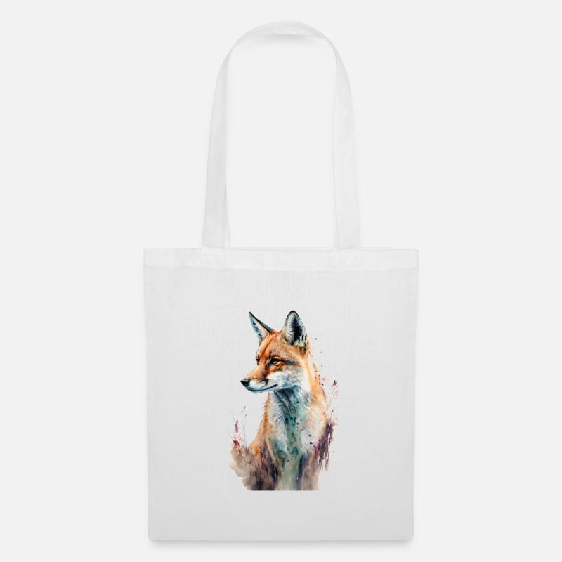 Fuchs Portrait Wasserfarben - Stoffbeutel - Weiß