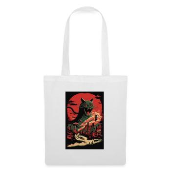 Katze Monster Zerstört Stadt Japan Anime Manga - Stoffbeutel - Weiß - Vorne