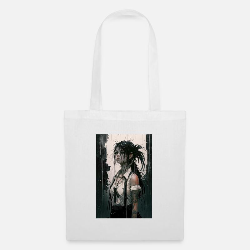 Gothic Mädchen Anime Emo Girl - Stoffbeutel - Weiß