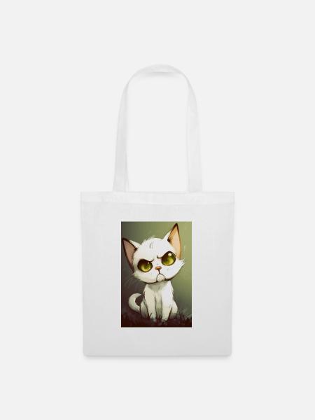 Lustige Katze - Stoffbeutel - Weiß