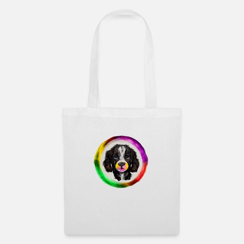 Regenbogen Hund Cocker Spaniel - Stoffbeutel - Weiß