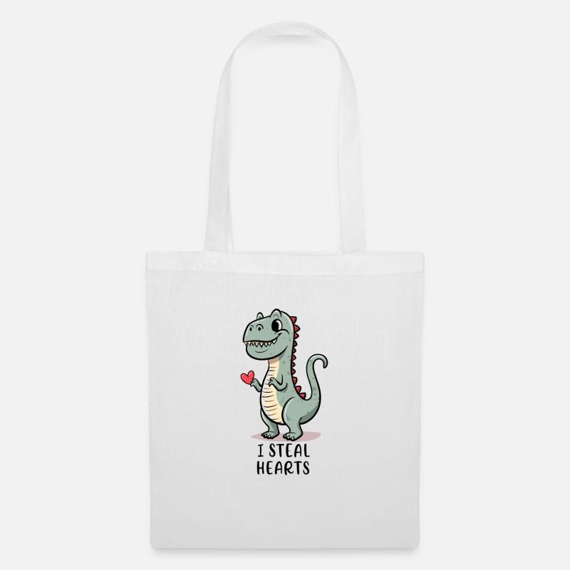 I steal hearts - T-Rex - Stoffbeutel - Weiß