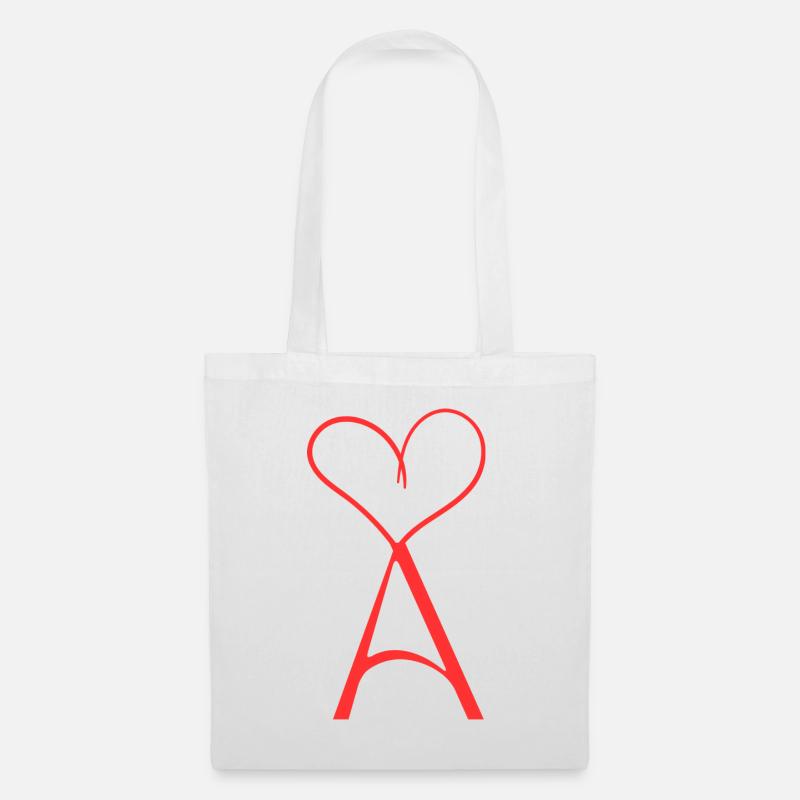 Herz mit "A" – minimalistisch und Liebevoll - Stoffbeutel - Weiß