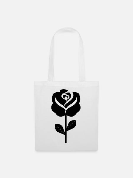Schwarze Rose - Stoffbeutel - Weiß