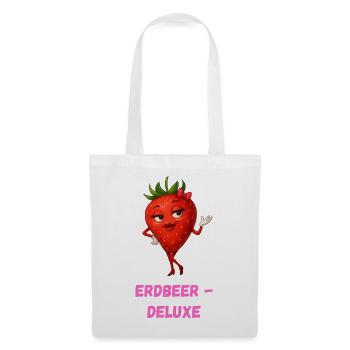 Erdbeere Dame Deluxe Charme Karikatur  - Stoffbeutel - Weiß - Vorne