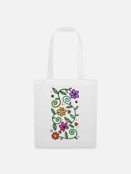 Dekorative Doodle-Gänseblümchen - Stoffbeutel - Weiß