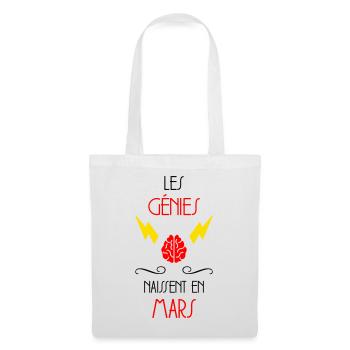 Les Génies Naissent en Mars Cadeau Bébé - Sac en tissu - blanc - Devant