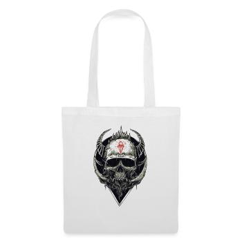 Totenkopf mit rotem Symbol - Stoffbeutel - Weiß - Vorne