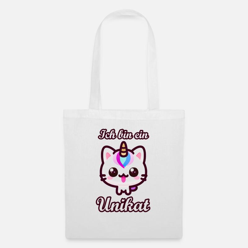 Unicorn Cat Einhorn Katze Ich bin ein Unikat - Stoffbeutel - Weiß