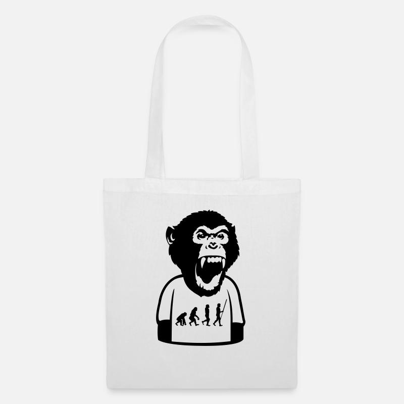 Affe Evolution - Stoffbeutel - Weiß