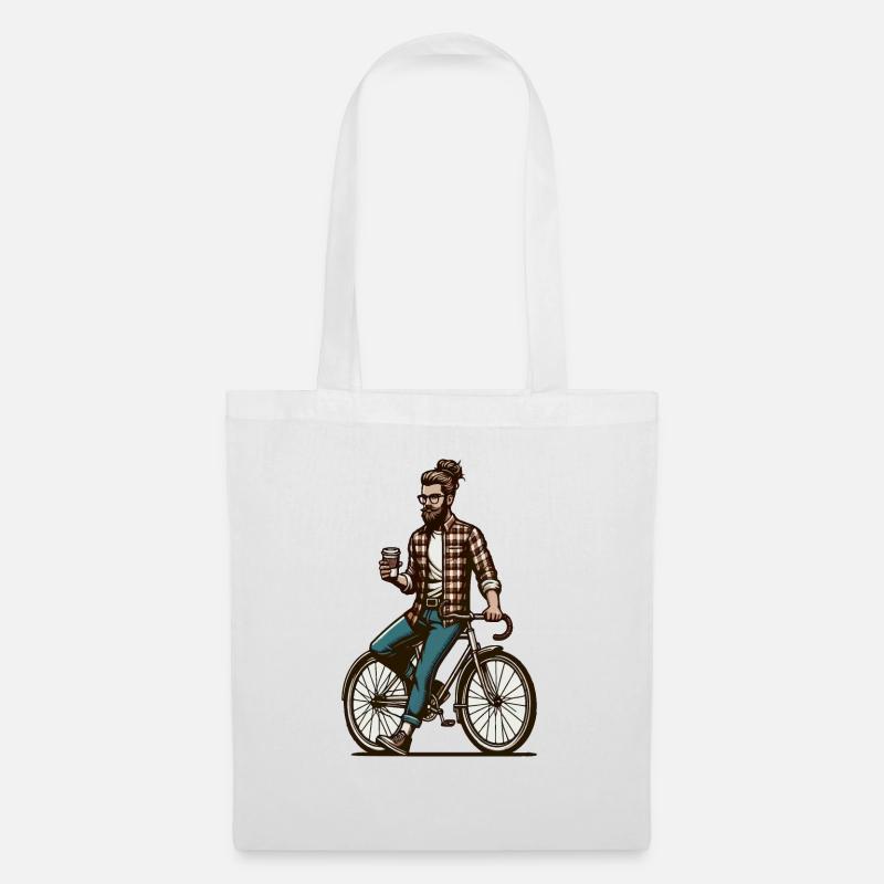 Man on a bicycle with coffee - Tote Bag - white