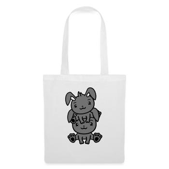 2 bunnies friends team crew couple sitting on top of each other - Tote Bag - white - Front