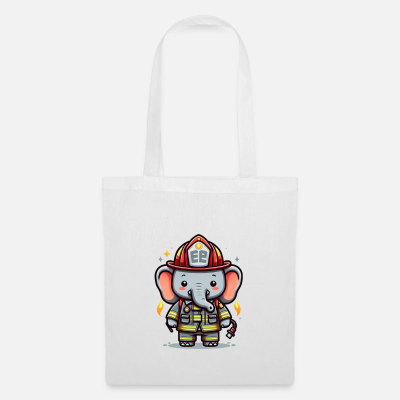 Cute Elephant Firefighter - Stoffbeutel - Weiß