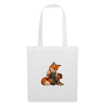Fuchs näht eine Schuhsohle - Stoffbeutel - Weiß - Vorne