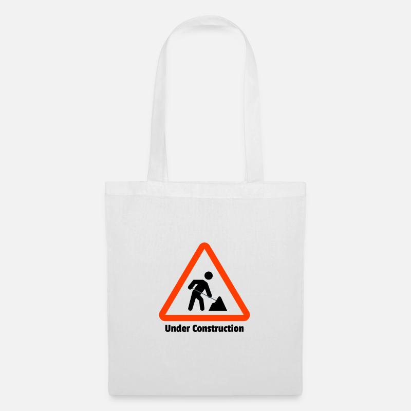 Baugrube Warnschild Illustration - Stoffbeutel - Weiß