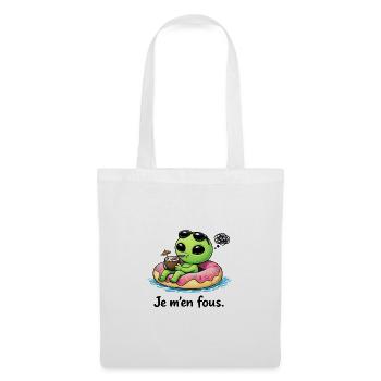 Je m’en fous – Alien détendu et humour décalé - Sac en tissu - blanc - Devant