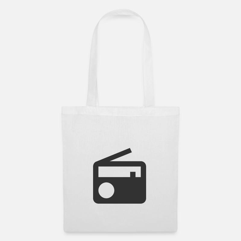 Radio | Symbol | Schwarz | Geschenkidee - Stoffbeutel - Weiß