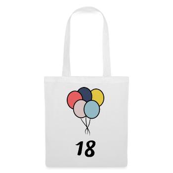 18. 18 ANS. 18e ANNIVERSAIRE. ANNIVERSAIRE 18 ANS. - Sac en tissu - blanc - Devant