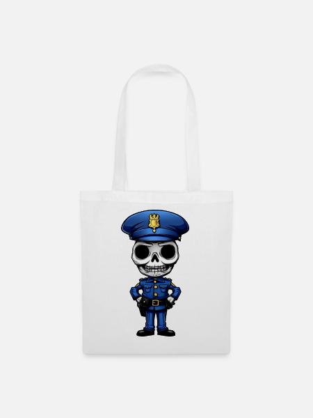 Polizei Skelett - Stoffbeutel - Weiß