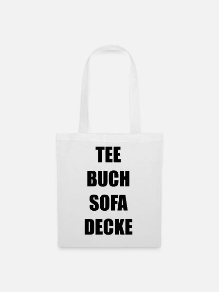 Tee Buch Sofa Decke - Stoffbeutel - Weiß
