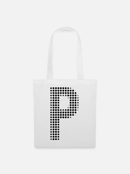 Buchstabe P – Punktmuster Initial Design - Stoffbeutel - Weiß