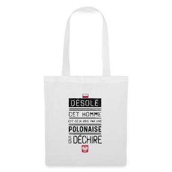 Desole Cet Homme Est Deja Pris Par Une Polonais... - Sac en tissu - blanc - Devant