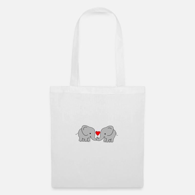 Herz Elefant Liebe - Stoffbeutel - Weiß