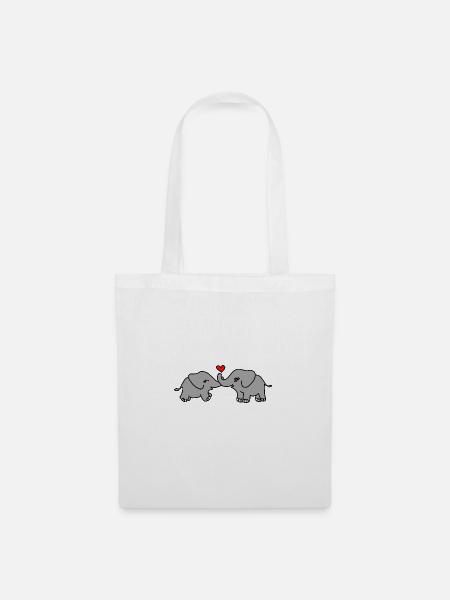 Elefant Liebe Herz - Stoffbeutel - Weiß