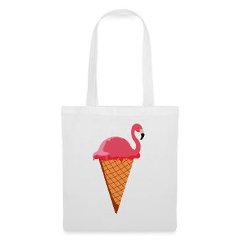 Ice Eiscreme Waffeleis Eiskugel Flamingo Eis - Stoffbeutel - Weiß - Vorne