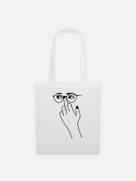 Finger für Brille - Stoffbeutel - Weiß