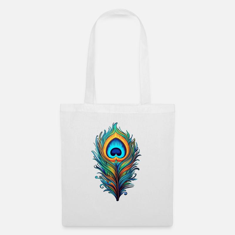 Mystical peacock feather - Tote Bag - white