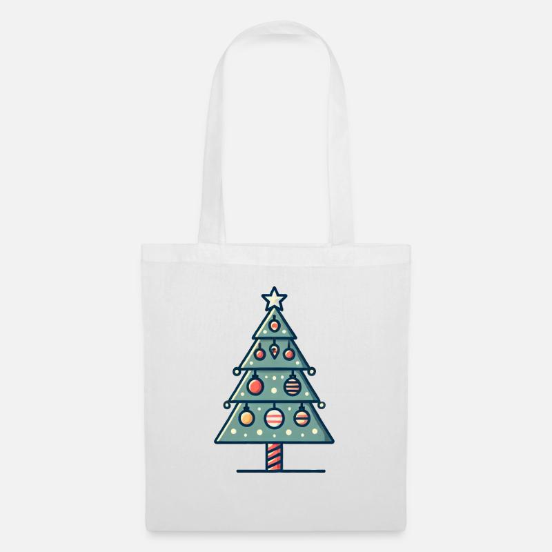 Tannenbaum geschmückt - Stoffbeutel - Weiß