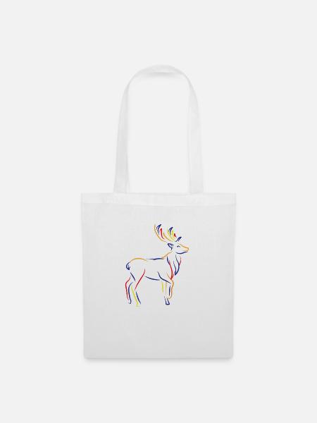 Deer Hirsch Silhuette - Stoffbeutel - Weiß