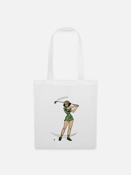 Golf Spielerin - Stoffbeutel - Weiß