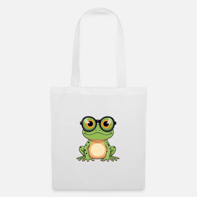 Frosch mit Brille - Stoffbeutel - Weiß