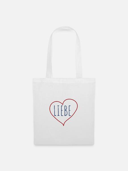 Liebe Herz - Stoffbeutel - Weiß