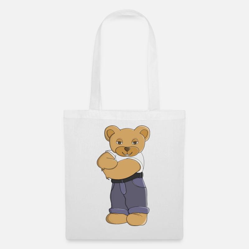 Teddybär mit verschränkten Armen - Stoffbeutel - Weiß