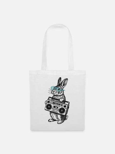 Boombox Bunny - Stoffbeutel - Weiß