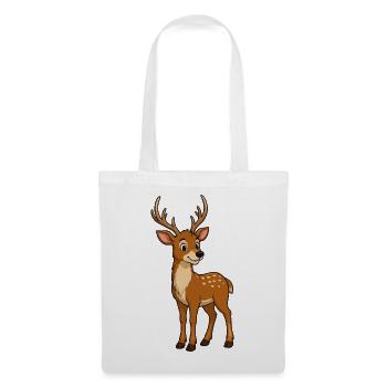 Cute Deer with Antlers Cartoon - Tote Bag - white - Front