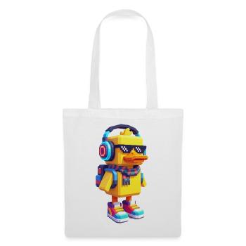 Voxelente mit Gaming Accessoires - Stoffbeutel - Weiß - Vorne